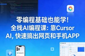 零编程基础也能学!全栈AI编程课:靠Cursor AI,快速搞出网页和手机APP-八瞄副业网
