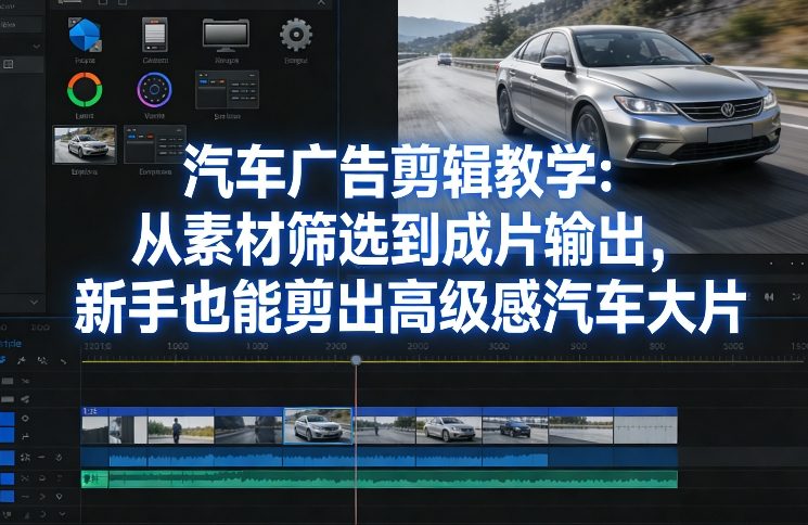 汽车广告剪辑教学:从素材筛选到成片输出,新手也能剪出高级感汽车大片-八瞄副业网