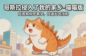 哥斯拉侵入了我的家乡–喵喵版短视频制作教学，快速起号涨粉-八瞄副业网
