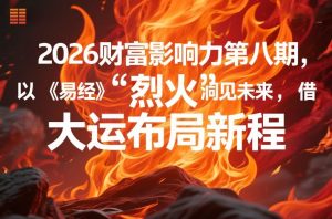 2026财富影响力第八期，以《易经》智慧洞见未来，借“离火”大运布局新程-八瞄副业网