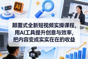 颠覆式全新短视频实操课程,用AI工具提升创意与效率,把内容变成实实在在的收益-八瞄副业网