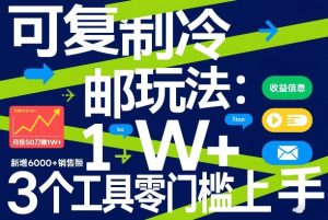 可复制冷邮件玩法:月投50刀賺1W+,新增6000+销售额,3个工具零门槛上手-八瞄副业网