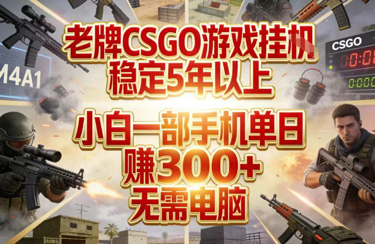 老牌CSGO游戏挂G,稳定5年以上,小白一部手机单日賺3张+,无需电脑【揭秘】-八瞄副业网