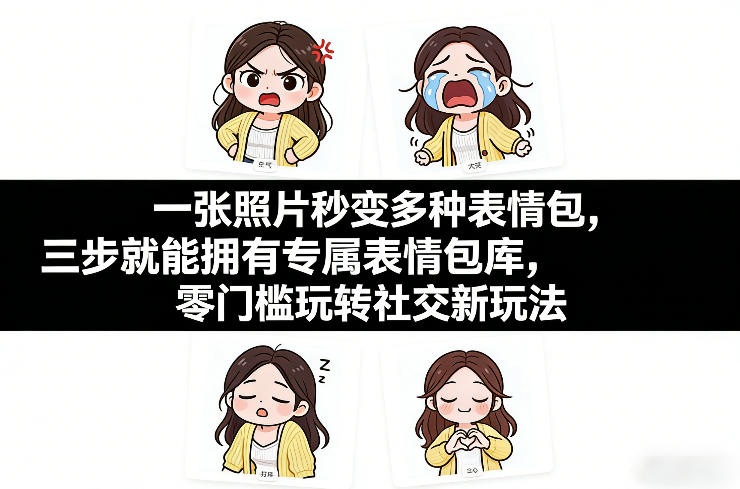 一张照片秒变多种表情包，三步就能拥有专属表情包库，零门槛玩转社交新玩法【文档】-八瞄副业网