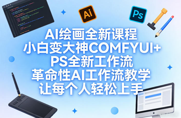 AI绘画全新课程，小白变大神COMFYUI+PS全新工作流，革命性AI工作流教学，让每个人轻松上手-八瞄副业网