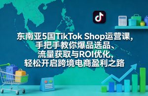 东南亚5国TikTok Shop运营课，手把手教你爆品选品、流量获取与ROI优化，轻松开启跨境电商盈利之路-八瞄副业网