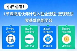 小白必看！1节课搞定伙伴计划入驻全流程+变现玩法，零基础也能学会-八瞄副业网