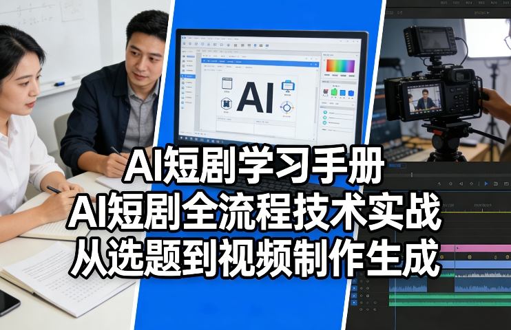 AI短剧学习手册，AI短剧全流程技术实战，从选题到视频制作生成-八瞄副业网
