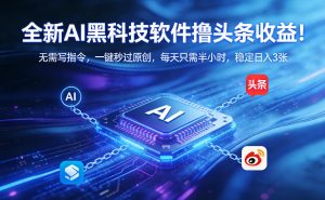 全新AI黑科技软件撸头条收益！无需写指令，一键秒过原创，每天只需半小时，稳定日入3张【揭秘】-八瞄副业网