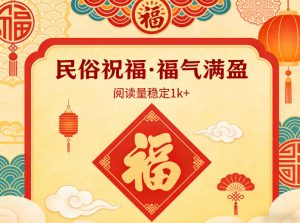 公众号流量主之民俗祝福赛道，选题不愁，结构固定，阅读稳定1w+-八瞄副业网