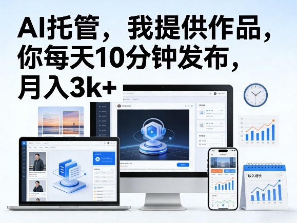 公众号AI托管，我提供作品，你每天10分钟发布，月入3k+【揭秘】-八瞄副业网