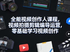 全能视频创作人课程，视频拍摄剪辑编导运营，零基础学习视频创作（更新2026年3月）-八瞄副业网