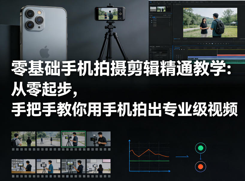 零基础手机拍摄剪辑精通教学:从零起步,手把手教你用手机拍出专业级视频-八瞄副业网