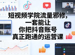 短视频学院流量邪修，一套能让你把抖音账号真正跑通的运营课-八瞄副业网