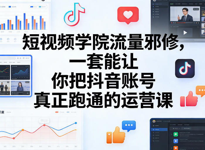 短视频学院流量邪修，一套能让你把抖音账号真正跑通的运营课-八瞄副业网