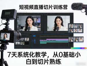 短视频直播切片训练营，7天系统化教学，从0基础小白到切片熟练-八瞄副业网