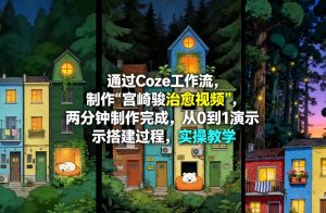 通过Coze工作流制作《宫崎骏治愈视频》，两分钟制作完成，从0到1演示搭建过程，实操教学-八瞄副业网