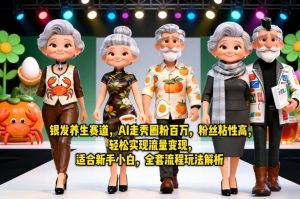 银发养生赛道，AI走秀圈粉百万，粉丝粘性高，轻松实现流量变现，适合新手小白，全套流程玩法解析-八瞄副业网