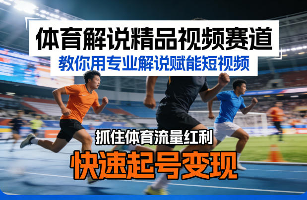 体育解说精品视频赛道，教你用专业解说赋能短视频，抓住体育流量红利，快速起号变现-八瞄副业网
