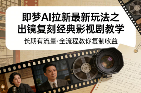 即梦AI拉新最新玩法之出镜复刻经典影视剧教学，长期有流量，全流程教你复制收益-八瞄副业网